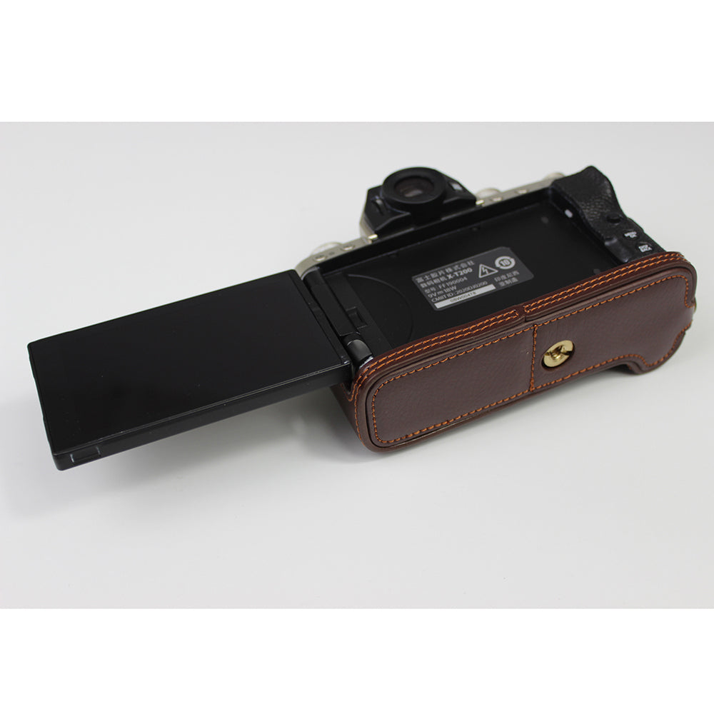 Genuine Leather Camera Half Case for Fujifilm Fuji X-T200/XT200 - Coffee