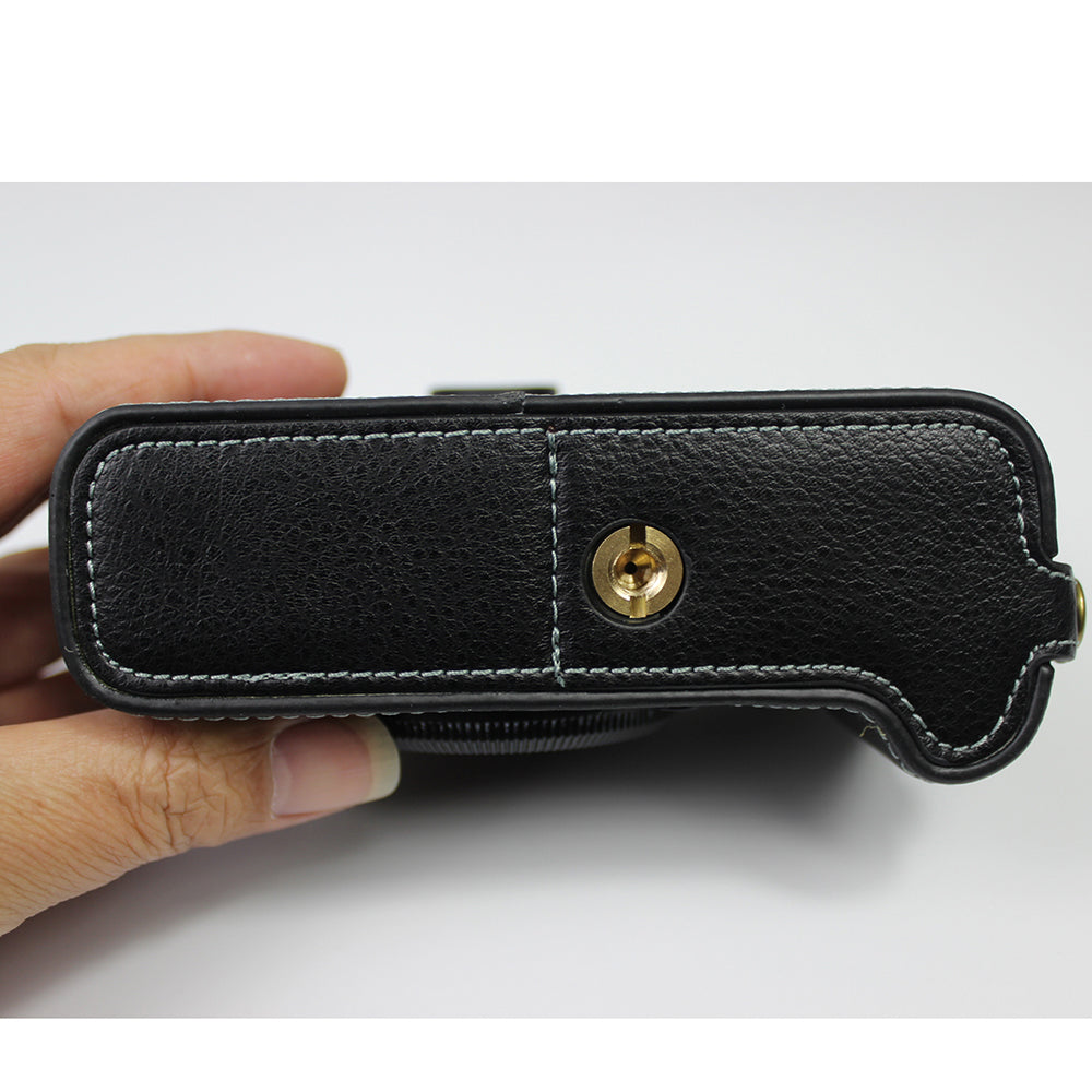 Genuine Leather Camera Half Case for Fujifilm Fuji X-T200/XT200 - Black