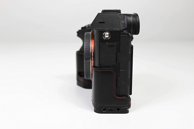PU Leather Camera Half Case Cover for Sony A7R4 / A9 II - Black