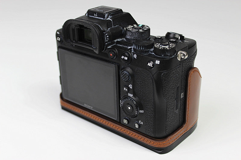 PU Leather Camera Half Case Cover for Sony A7R4 / A9 II - Coffee