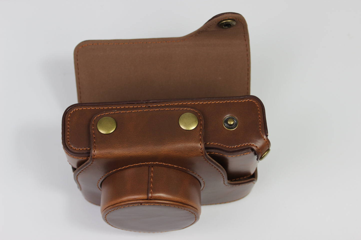 PU Leather Half Camera Case Bag Protector for Fujifilm Fuji X100V - Coffee