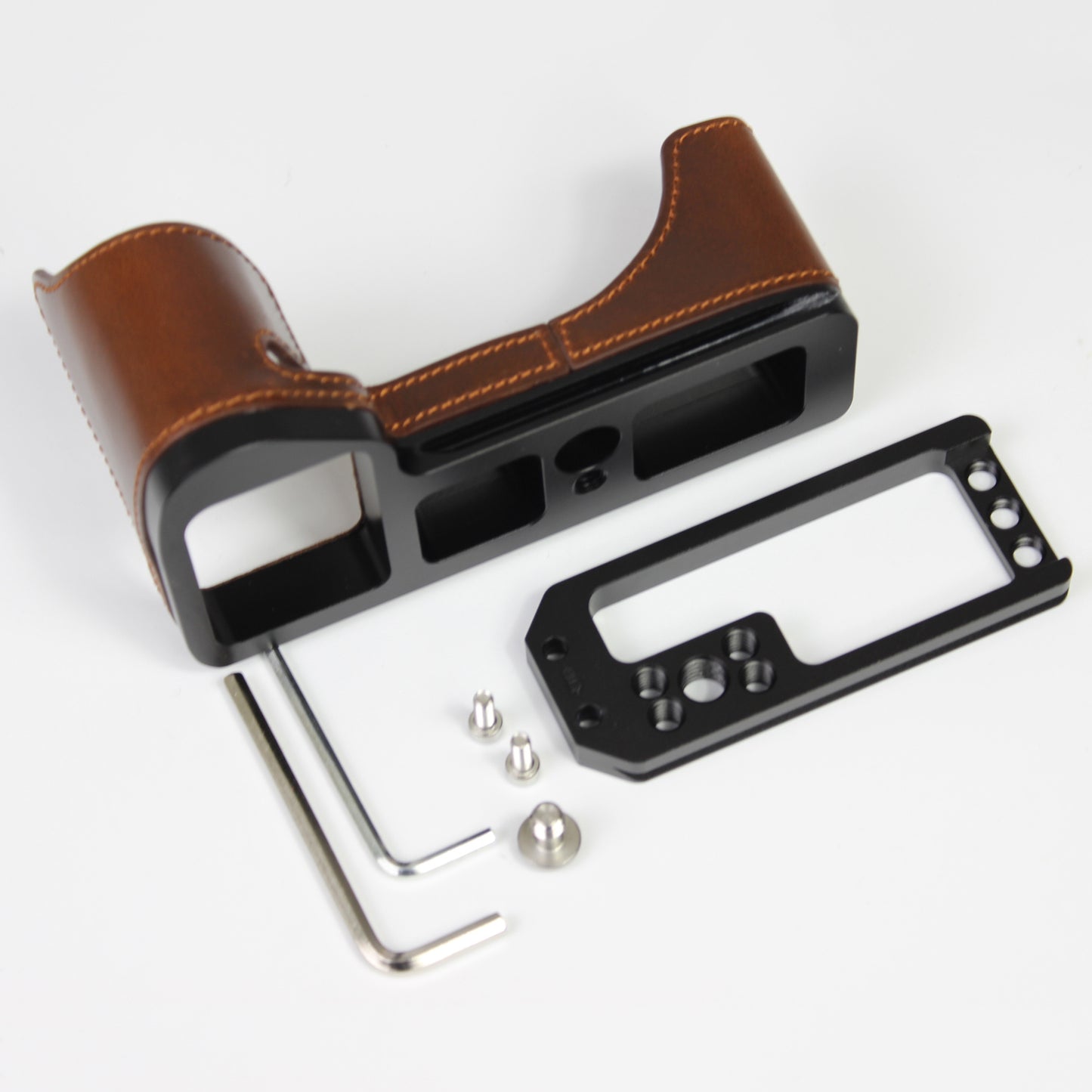 Genuine Leather Camera Half Case for Sony A7R4 / A9 II - Coffee