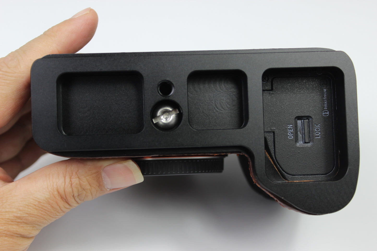 Genuine Leather Camera Half Case for Sony A7R4 / A9 II - Coffee