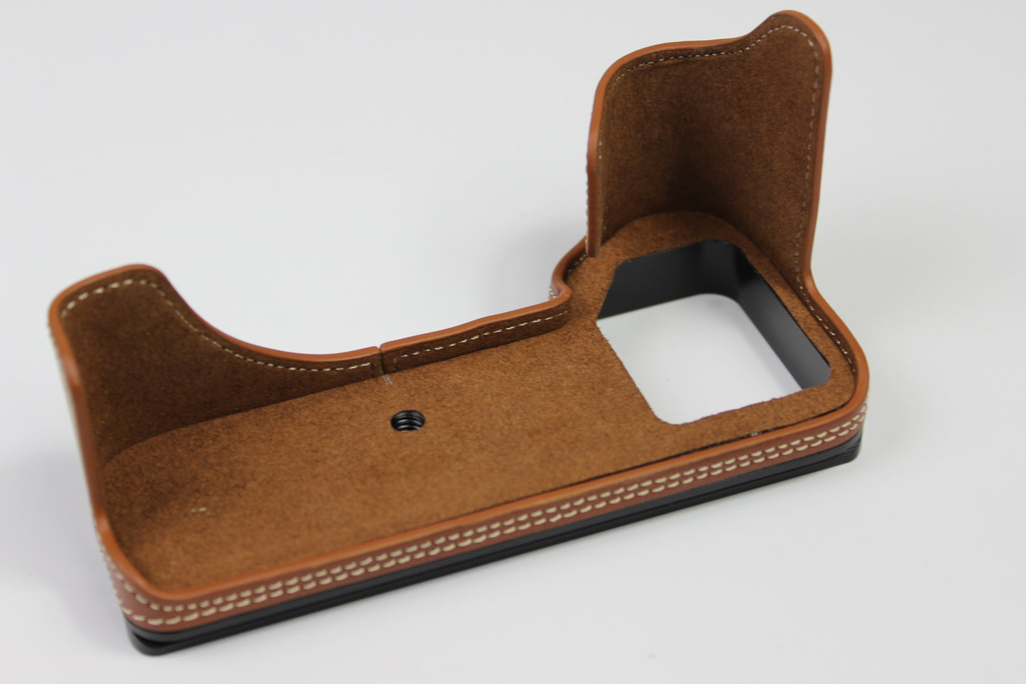 Genuine Leather Camera Half Case for Sony A7R4 / A9 II - Brown