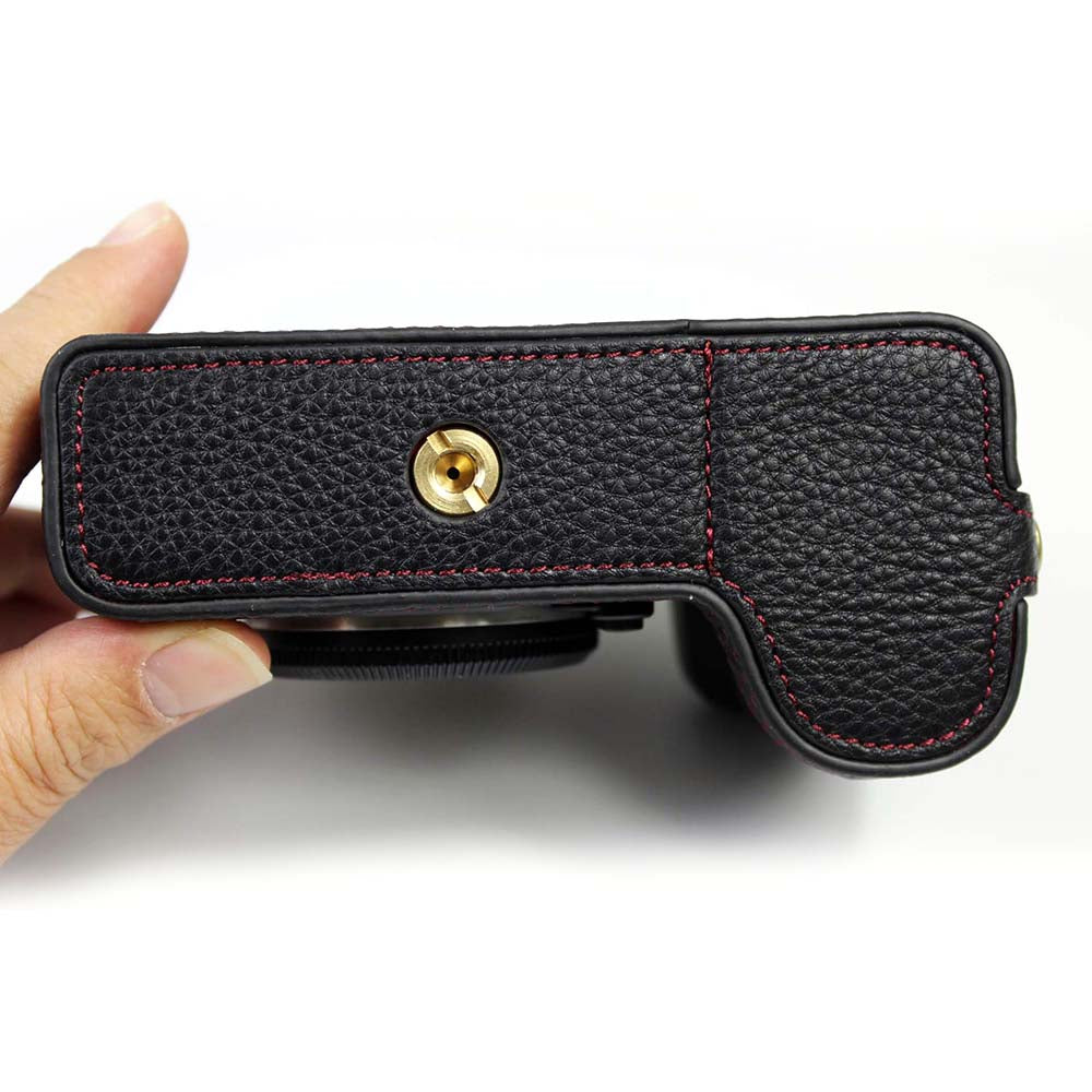 Genuine Leather Camera Half Cover Case for Fujifilm Fuji X-S10 - Black