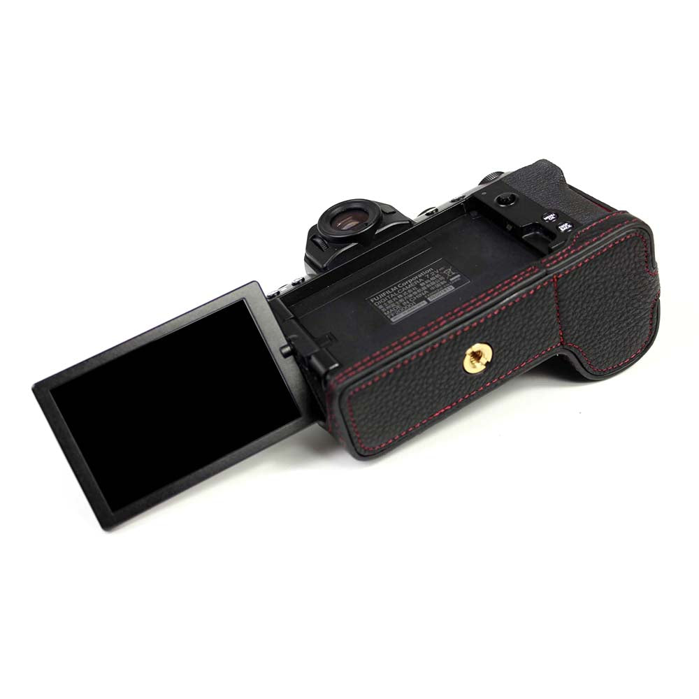 Genuine Leather Camera Half Cover Case for Fujifilm Fuji X-S10 - Black