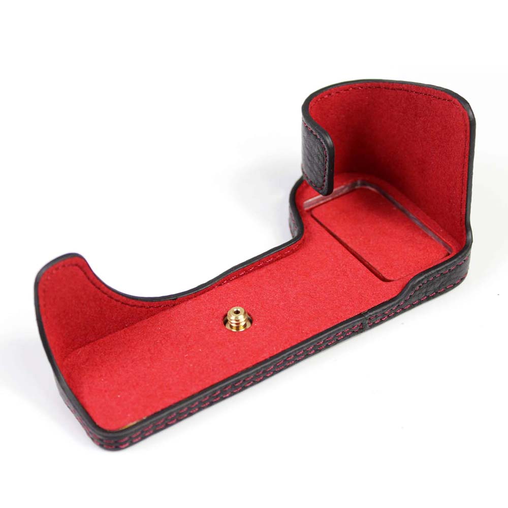 Genuine Leather Camera Half Cover Case for Fujifilm Fuji X-S10 - Black