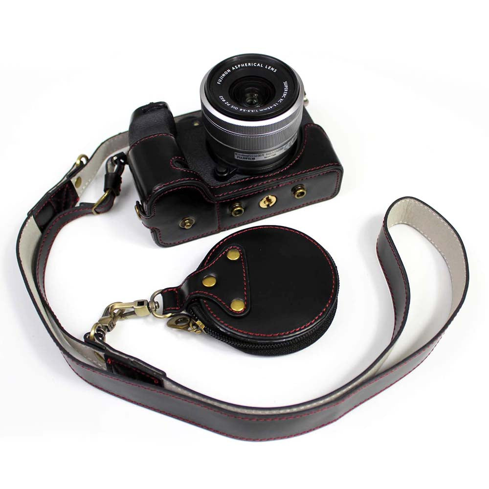 PU Leather Half Camera Case Cover for Fujifilm Fuji X-S10 - Black