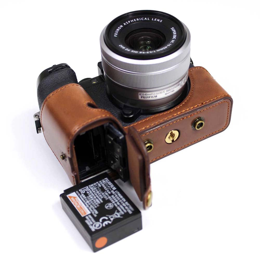 PU Leather Half Camera Case Cover for Fujifilm Fuji X-S10 - Coffee