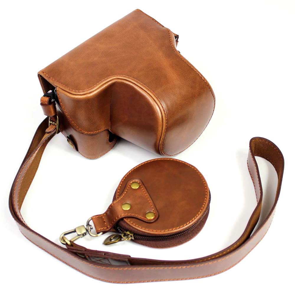 PU Leather Half Camera Case Cover for Sony A7C Camera - Coffee