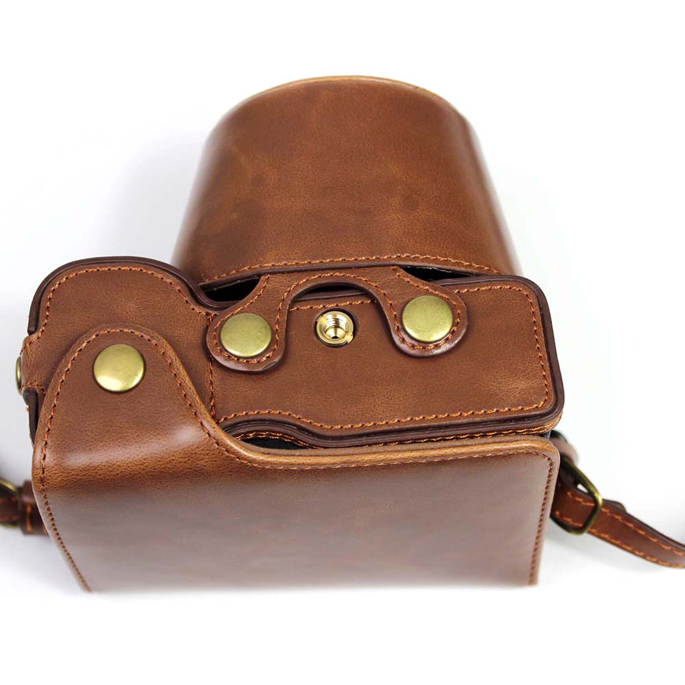 PU Leather Half Camera Case Cover for Sony A7C Camera - Coffee