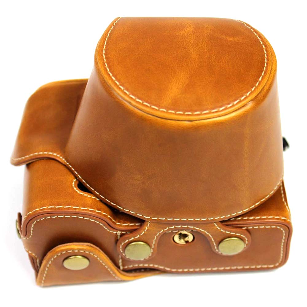 PU Leather Half Camera Case Cover for Sony A7C Camera - Brown