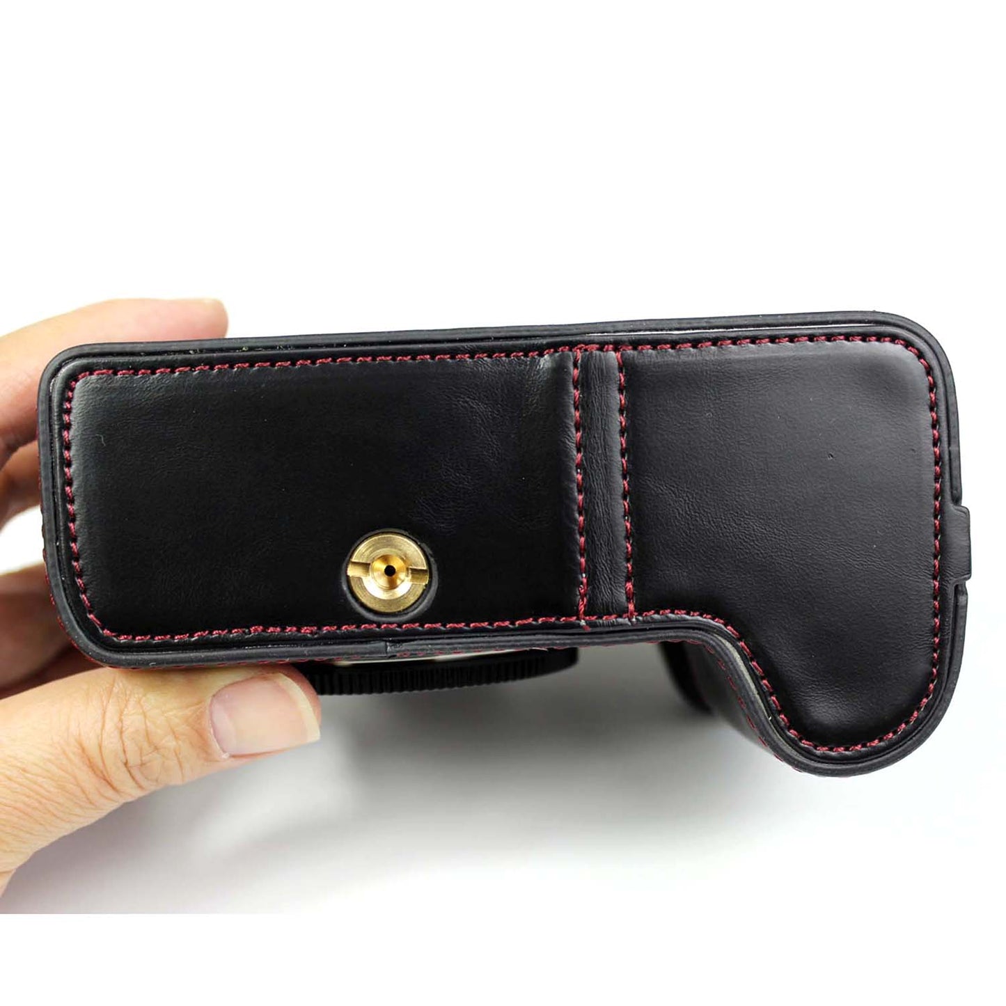 PU Leather Camera Half Case Bottom Cover with Battery Opening for Panasonic Lumix S5 / S5 II - Black