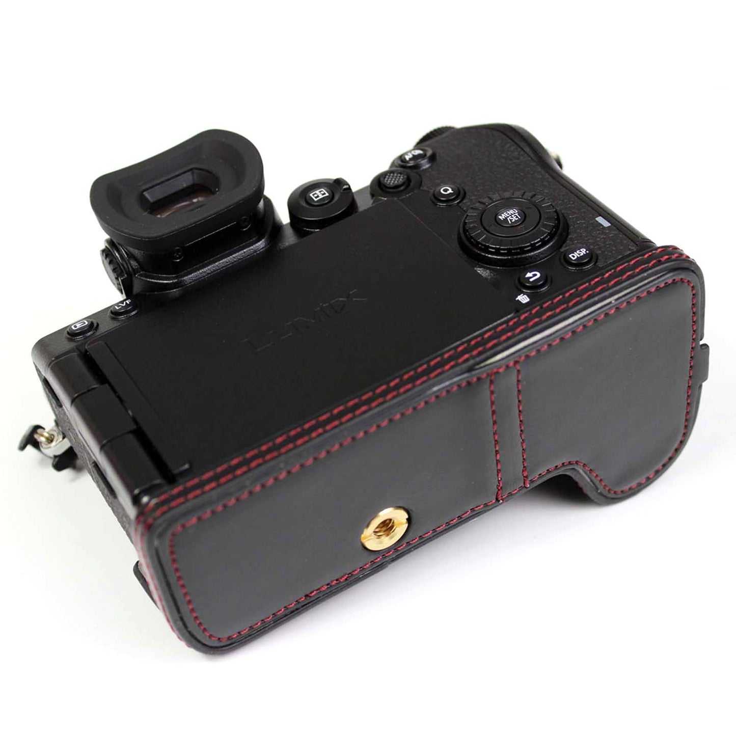 PU Leather Camera Half Case Bottom Cover with Battery Opening for Panasonic Lumix S5 / S5 II - Black