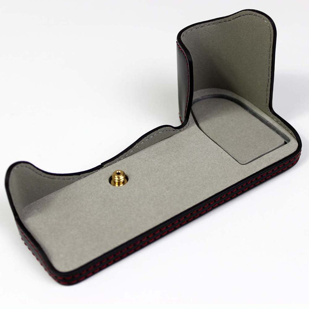 PU Leather Camera Half Case Bottom Cover with Battery Opening for Panasonic Lumix S5 / S5 II - Black