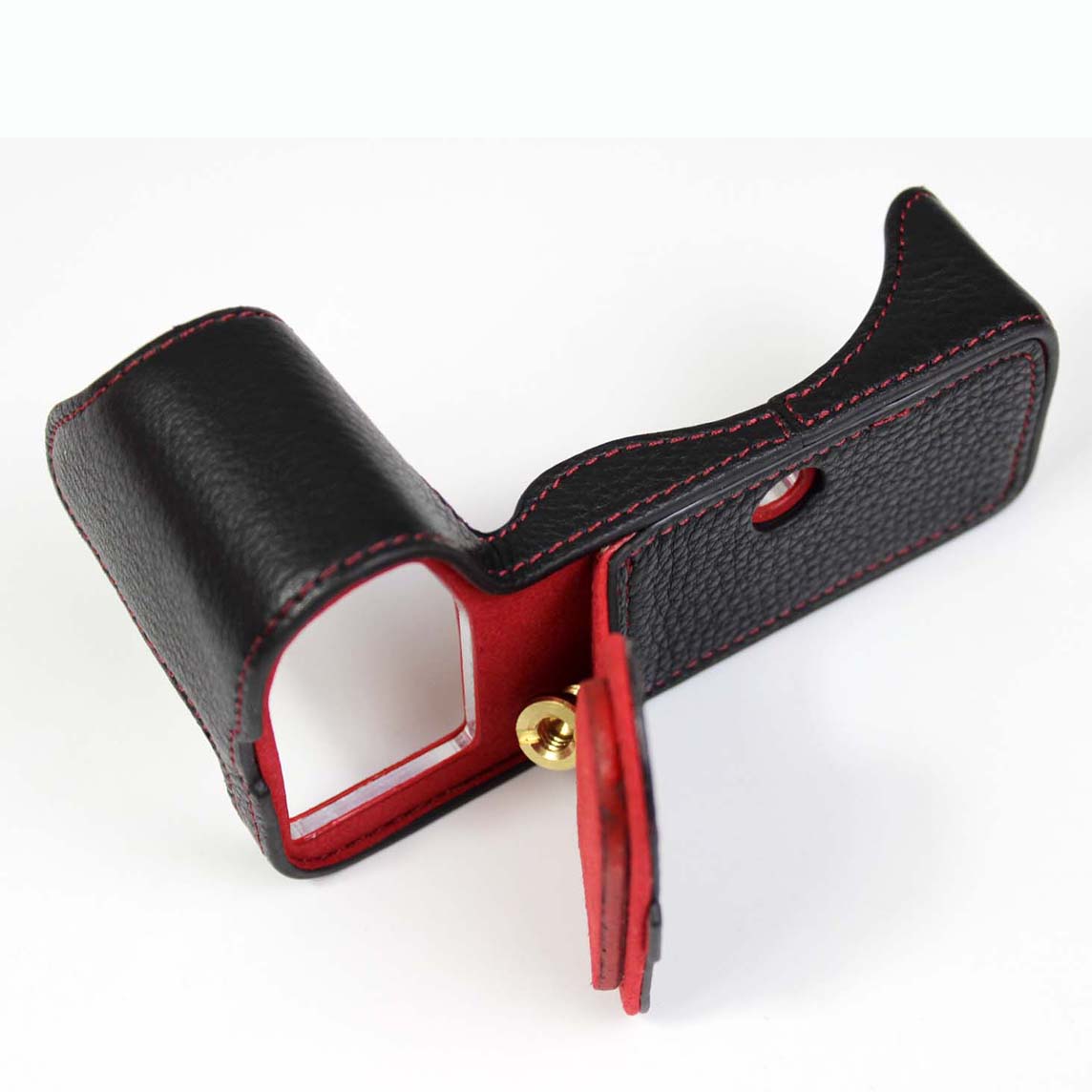 Genuine Leather Camera Protective Half Case Bottom Cover with Battery Opening for Panasonic Lumix S5 / S5 II - Black