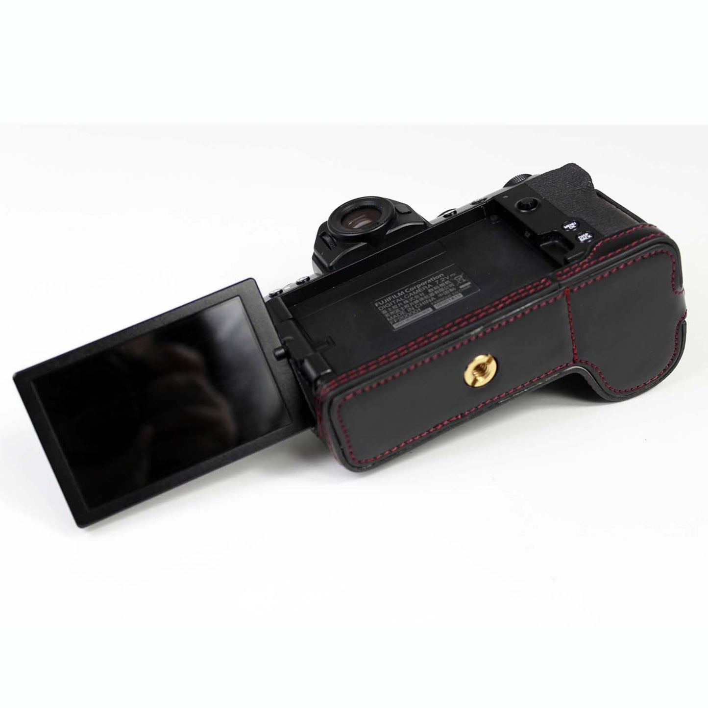 PU Leather Camera Half Case Bottom Cover with Battery Opening for Fujifilm X-S10 - Black