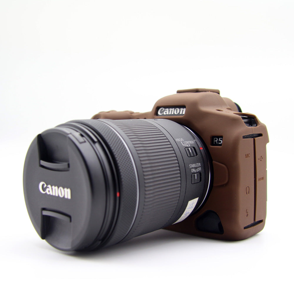 Soft Silicone Camera Protective Case for Canon EOS R5 - Coffee