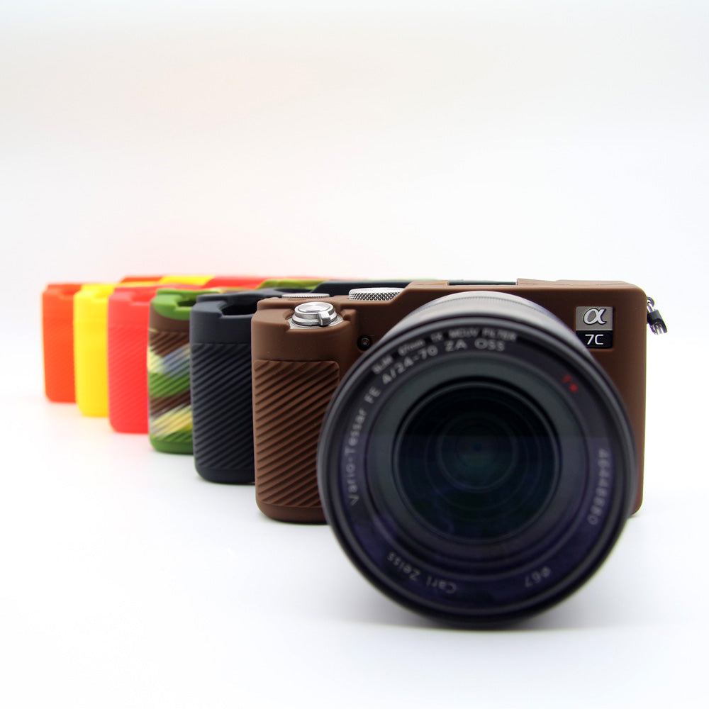 Soft Silicone Protective Skin Shell Case Cover for Sony A7C Camera - Coffee