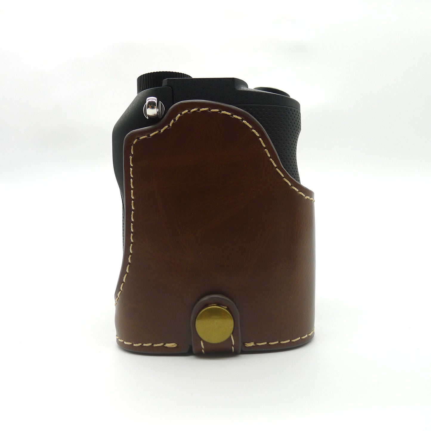 Camera Half Case PU Leather Bottom Protective Cover with Battery Opening for Sony A7C - Coffee