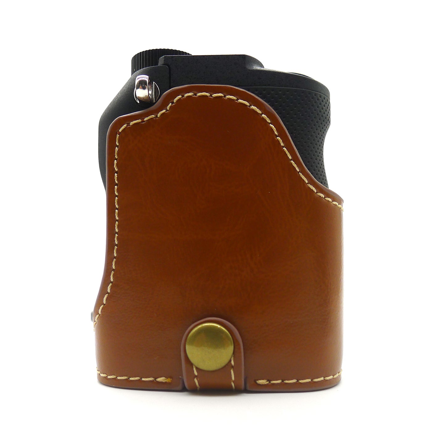 Camera Half Case PU Leather Bottom Protective Cover with Battery Opening for Sony A7C - Brown