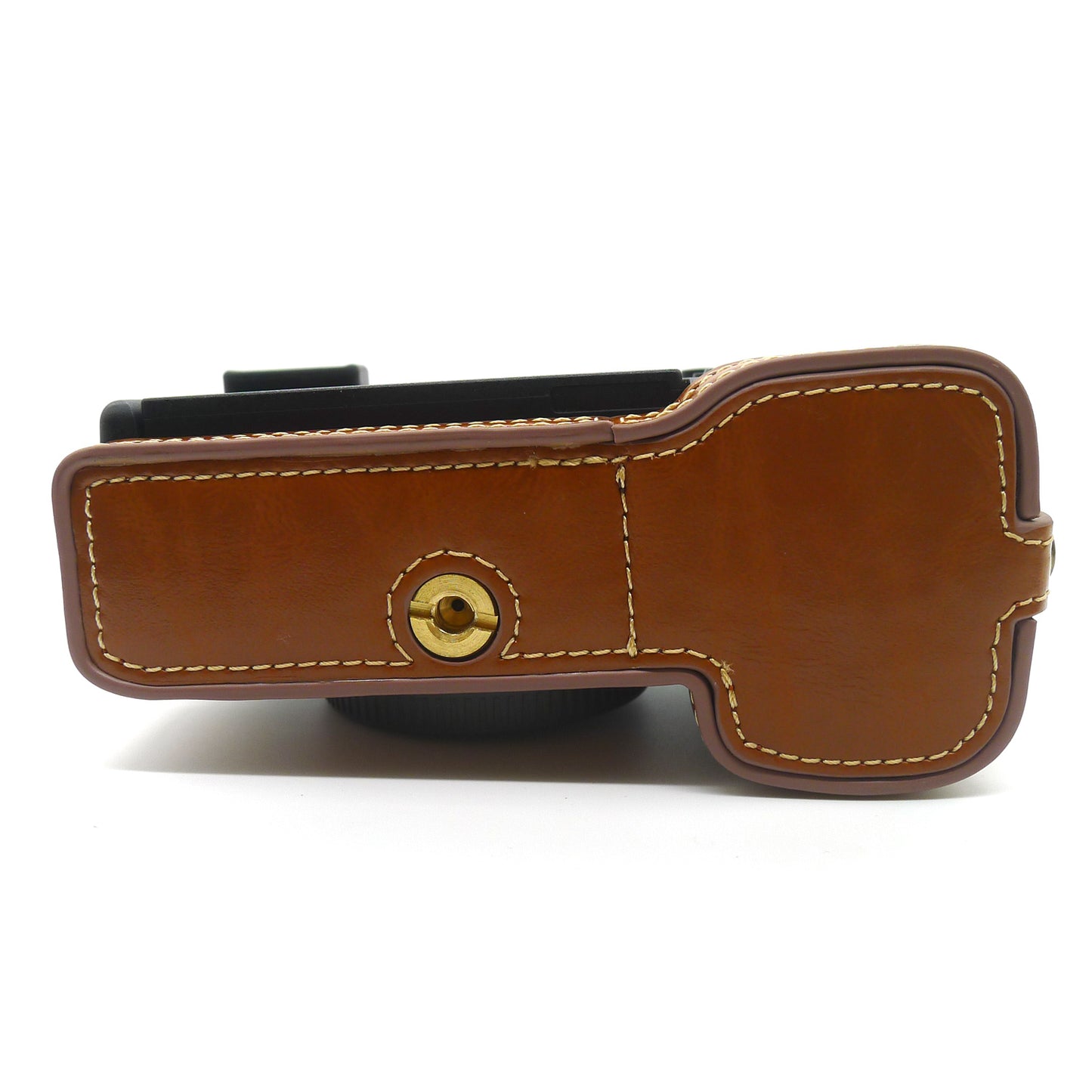 Camera Half Case PU Leather Bottom Protective Cover with Battery Opening for Sony A7C - Brown