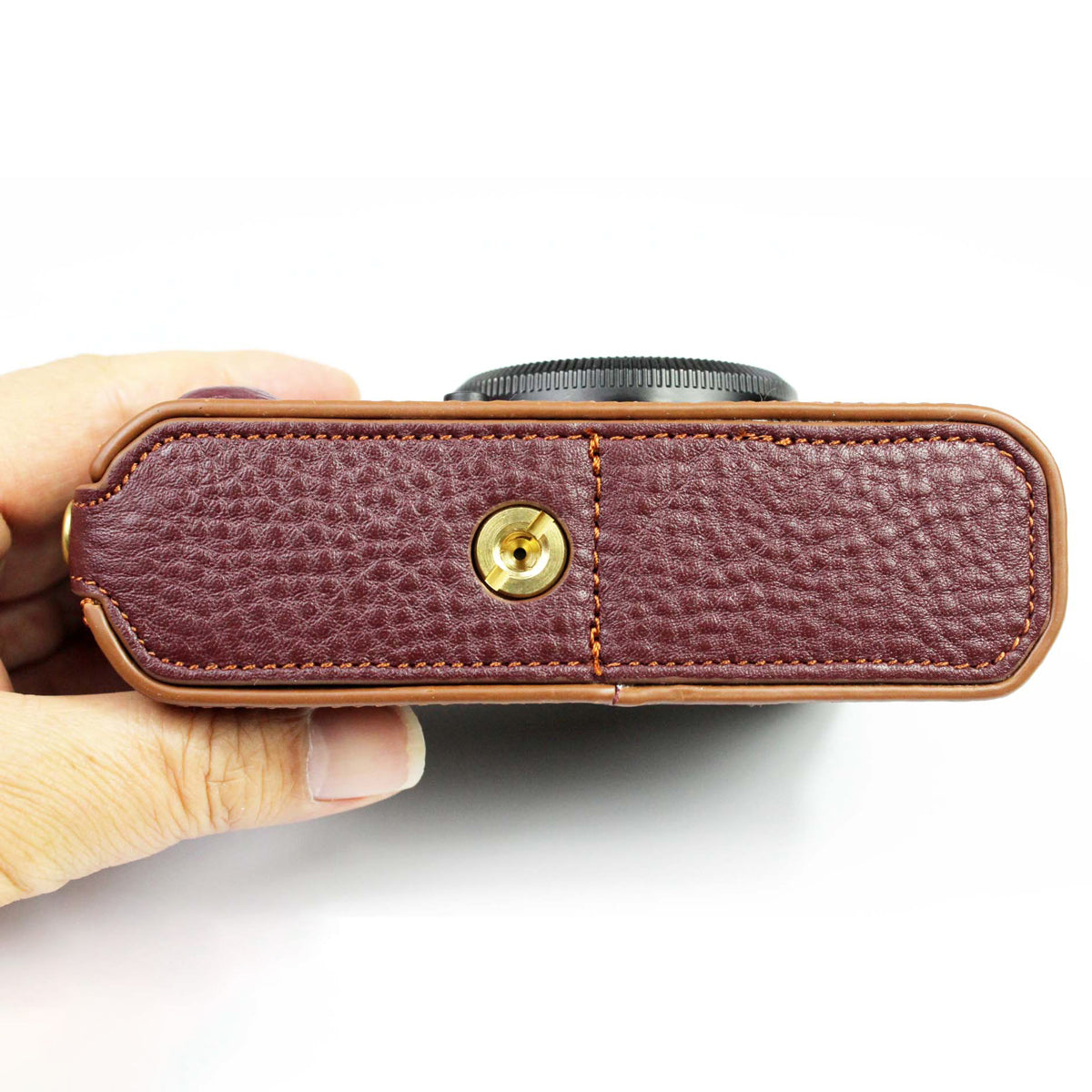 Genuine Leather Camera Bag Bottom Case Half Body Cover Protector with Battery Opening for Fuji X-E4 - Coffee