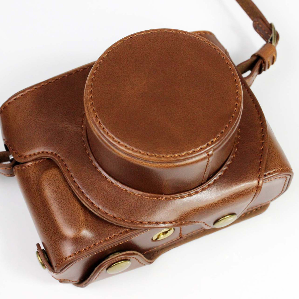 PU Leather Camera Bag Case Lens Protective Cover with Battery Opening Shoulder Strap for Fuji X-E4 - Coffee