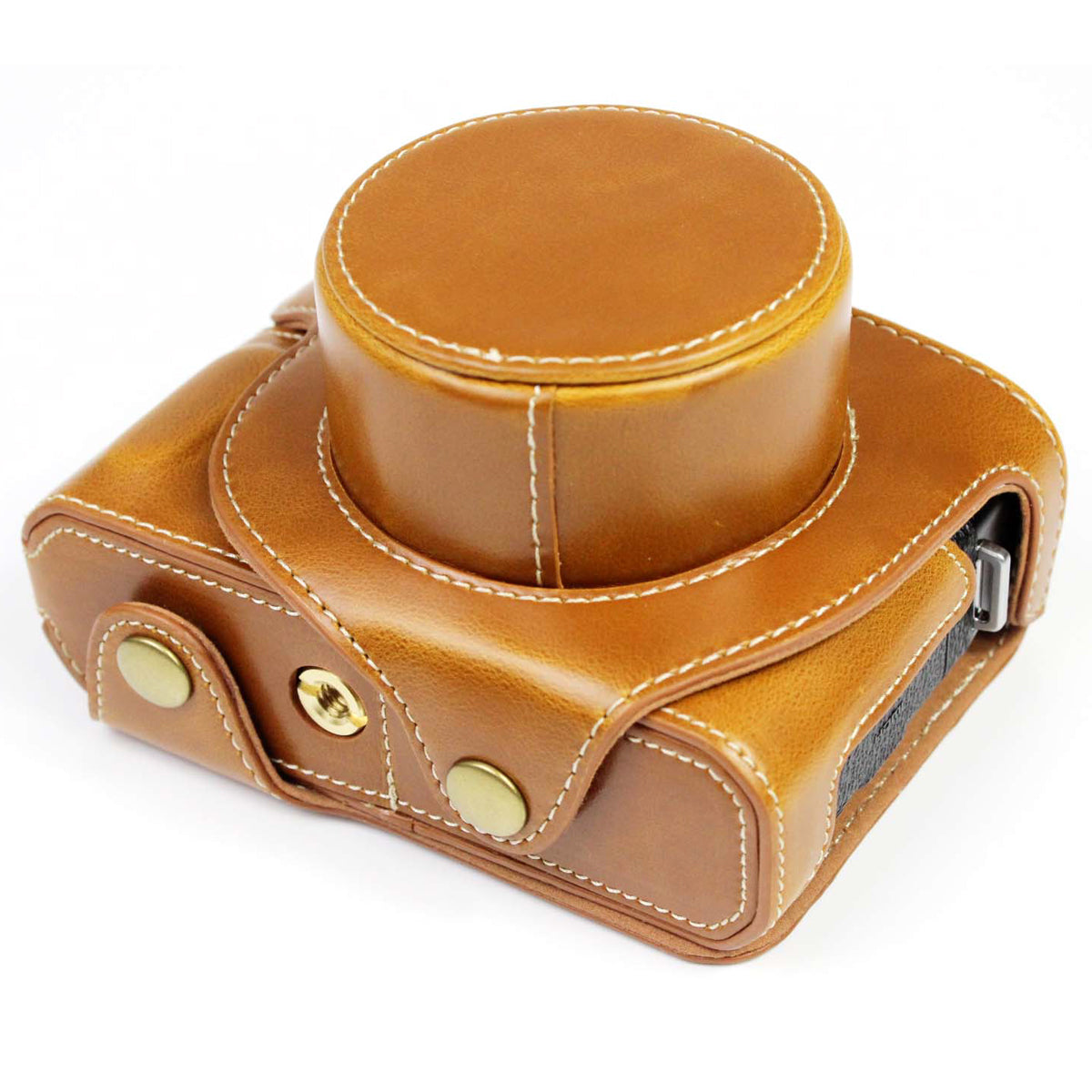 PU Leather Camera Bag Case Lens Protective Cover with Battery Opening Shoulder Strap for Fuji X-E4 - Brown