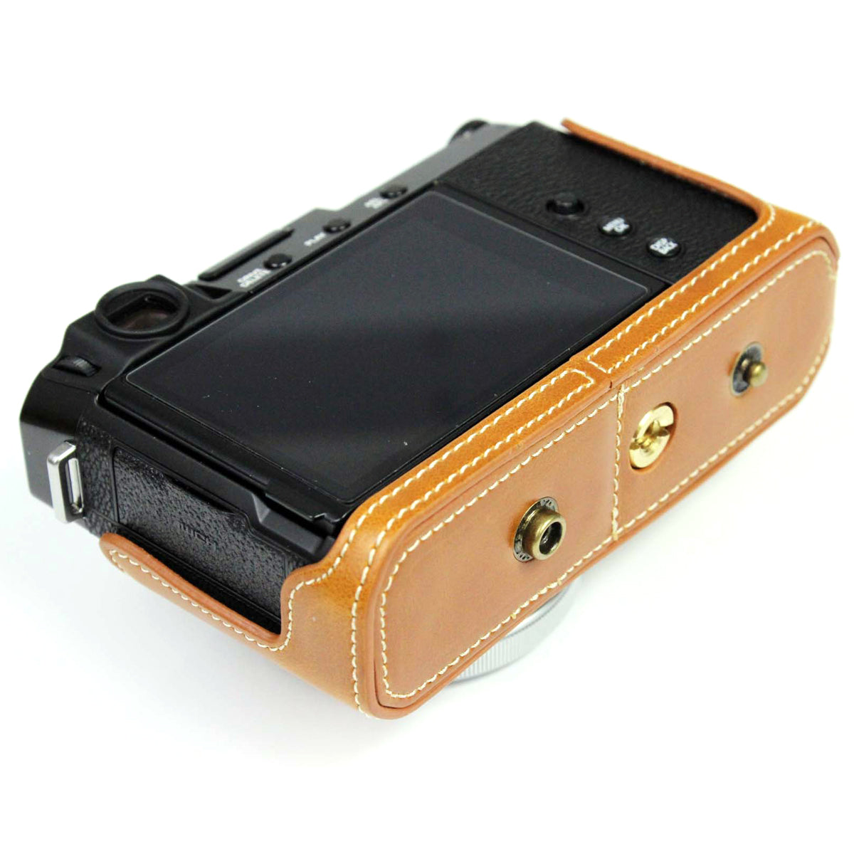 PU Leather Camera Bag Case Lens Protective Cover with Battery Opening Shoulder Strap for Fuji X-E4 - Brown