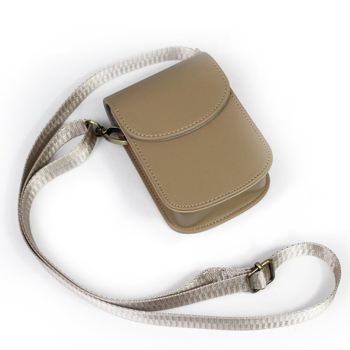 Camera Bag PU Leather Protective Case with Shoulder Strap for Canon Ricoh Sony Olympus - Apricot