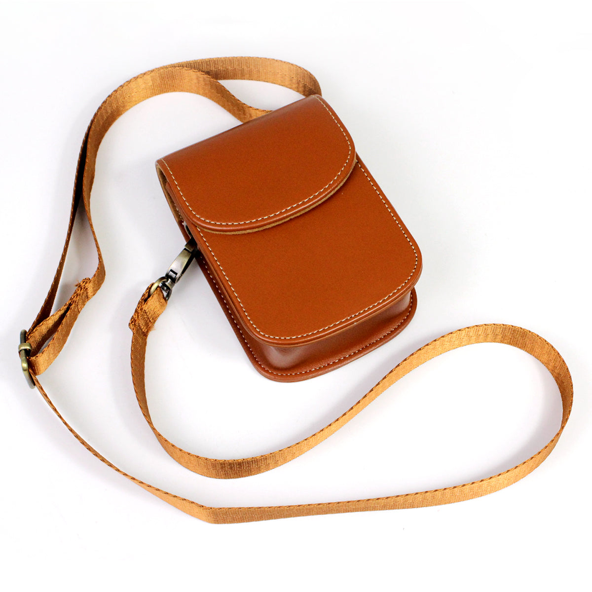 Camera Bag PU Leather Protective Case with Shoulder Strap for Canon Ricoh Sony Olympus - Brown