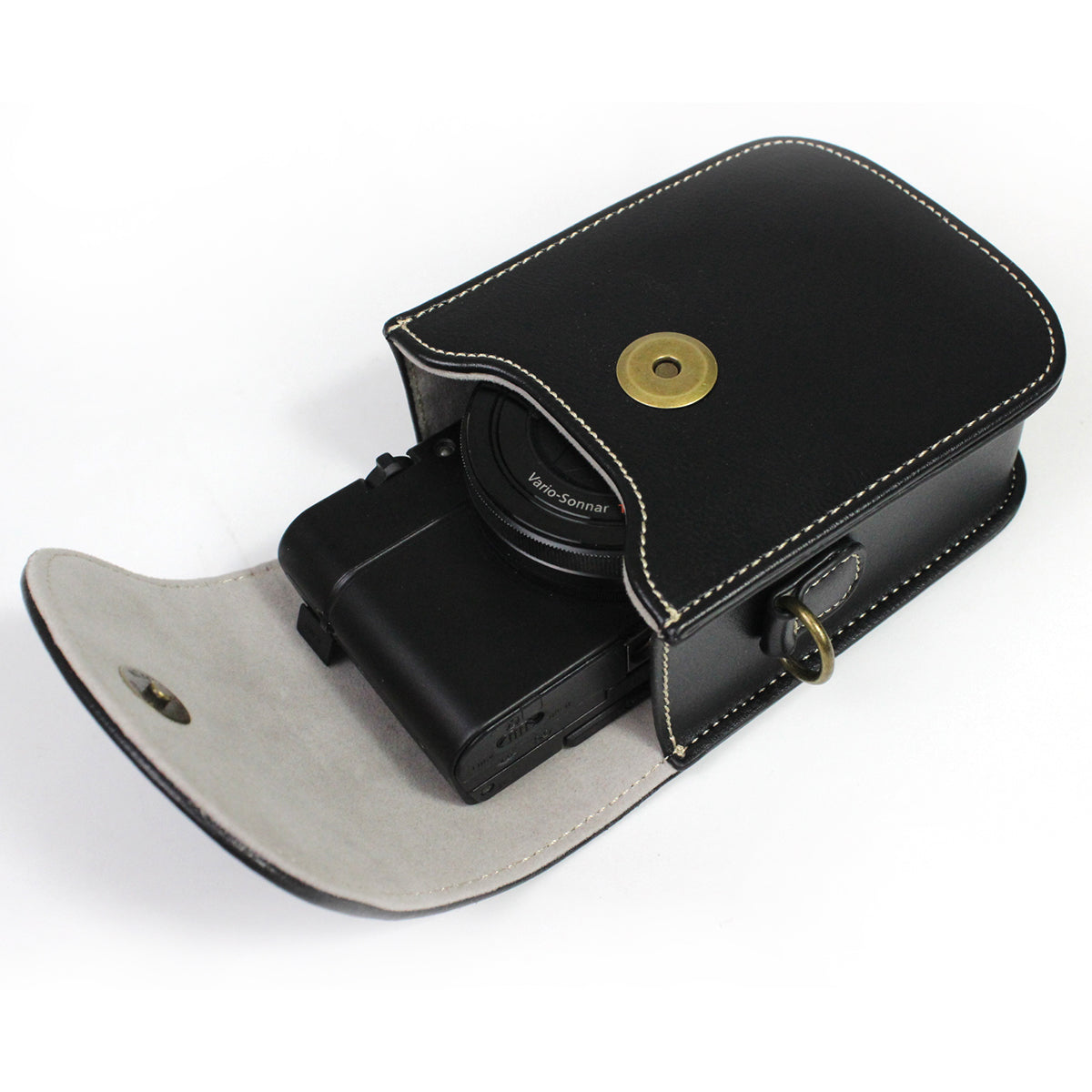 Camera Bag PU Leather Protective Case with Shoulder Strap for Canon Ricoh Sony Olympus - Brown