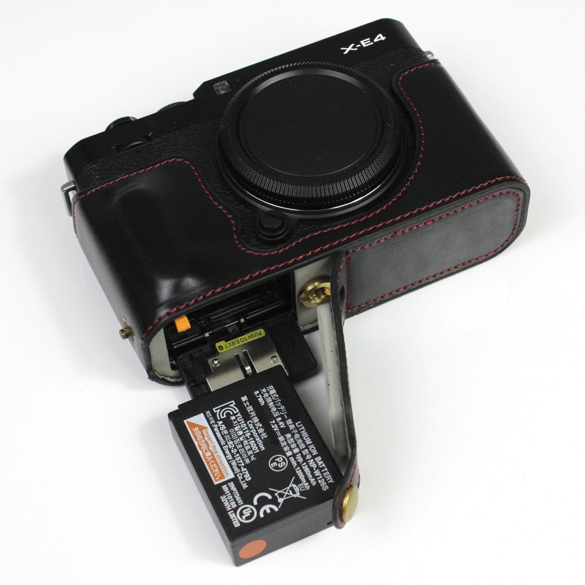 PU Leather Camera Bag Bottom Case Protective Half Body Cover with Battery Opening for Fuji X-E4 - Black