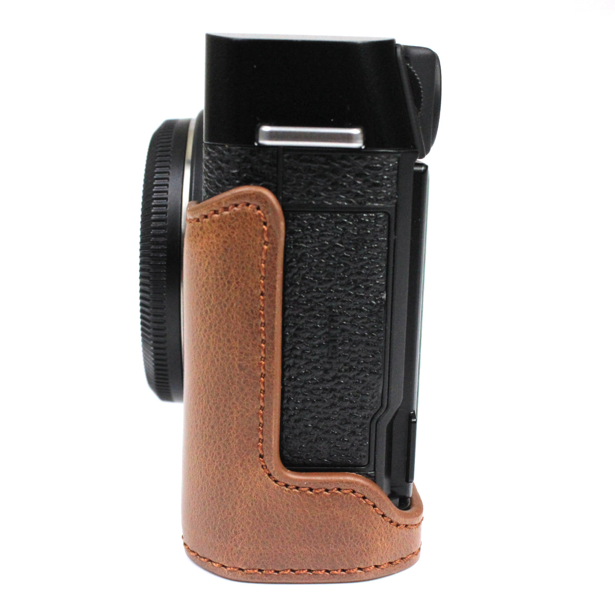 PU Leather Camera Bag Bottom Case Protective Half Body Cover with Battery Opening for Fuji X-E4 - Coffee