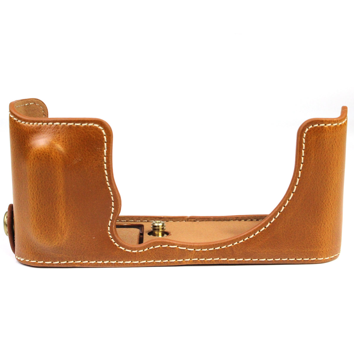 PU Leather Camera Bag Bottom Case Protective Half Body Cover with Battery Opening for Fuji X-E4 - Brown