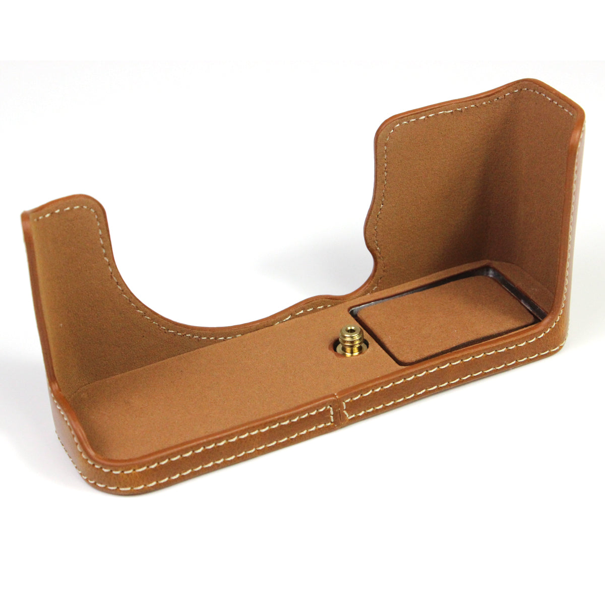 PU Leather Camera Bag Bottom Case Protective Half Body Cover with Battery Opening for Fuji X-E4 - Brown