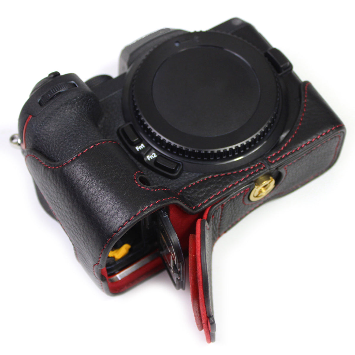 Genuine Leather Camera Bottom Case Protector Half Body Cover with Battery Opening for Nikon Z5/Z6/Z7/Z6II/Z62/Z7II/Z72 - Black