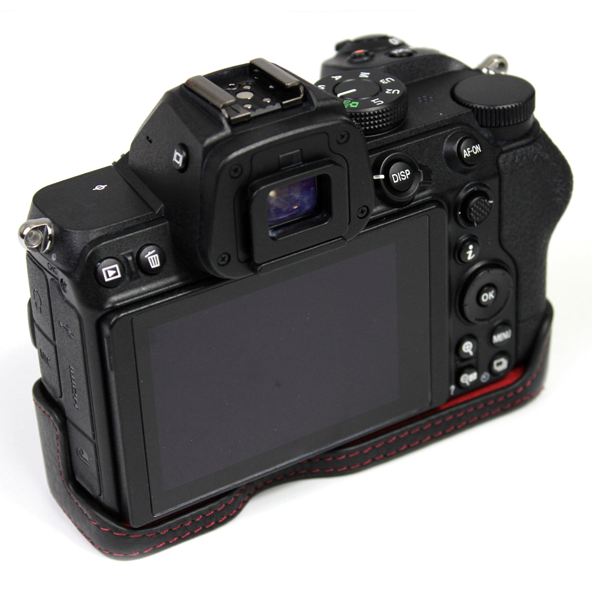 Genuine Leather Camera Bottom Case Protector Half Body Cover with Battery Opening for Nikon Z5/Z6/Z7/Z6II/Z62/Z7II/Z72 - Black