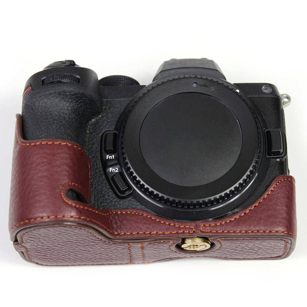 Genuine Leather Camera Bottom Case Protector Half Body Cover with Battery Opening for Nikon Z5/Z6/Z7/Z6II/Z62/Z7II/Z72 - Coffee