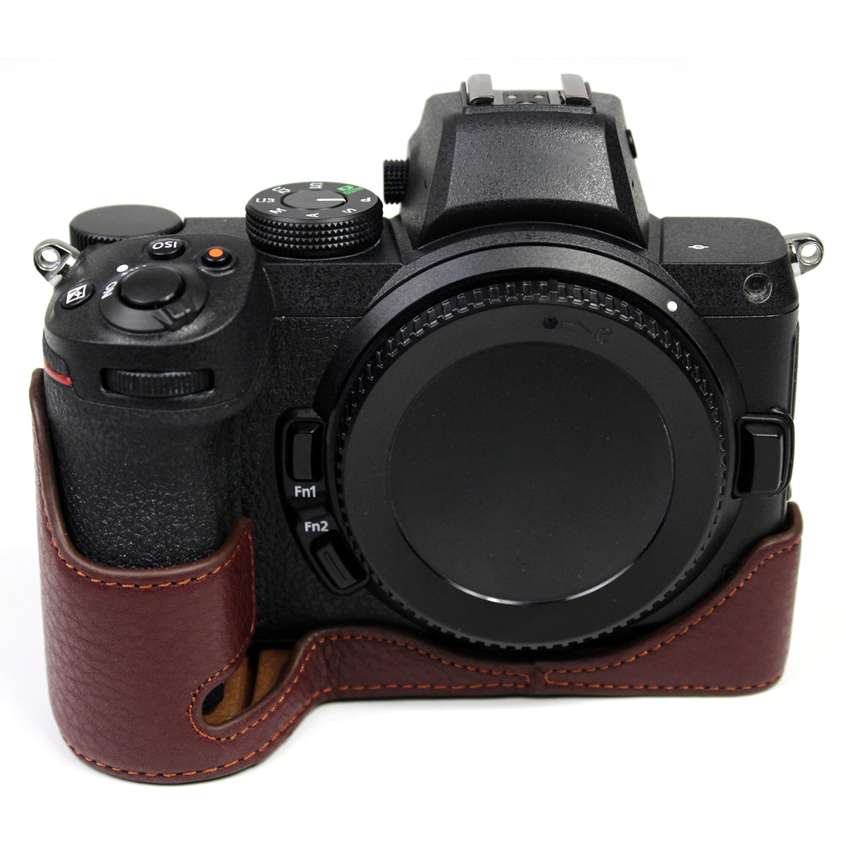 Genuine Leather Camera Bottom Case Protector Half Body Cover with Battery Opening for Nikon Z5/Z6/Z7/Z6II/Z62/Z7II/Z72 - Coffee