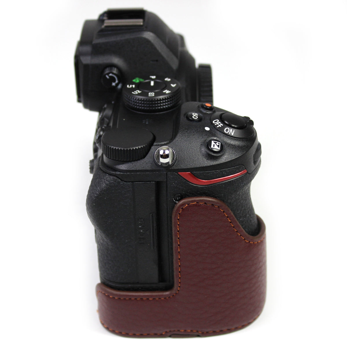 Genuine Leather Camera Bottom Case Protector Half Body Cover with Battery Opening for Nikon Z5/Z6/Z7/Z6II/Z62/Z7II/Z72 - Coffee