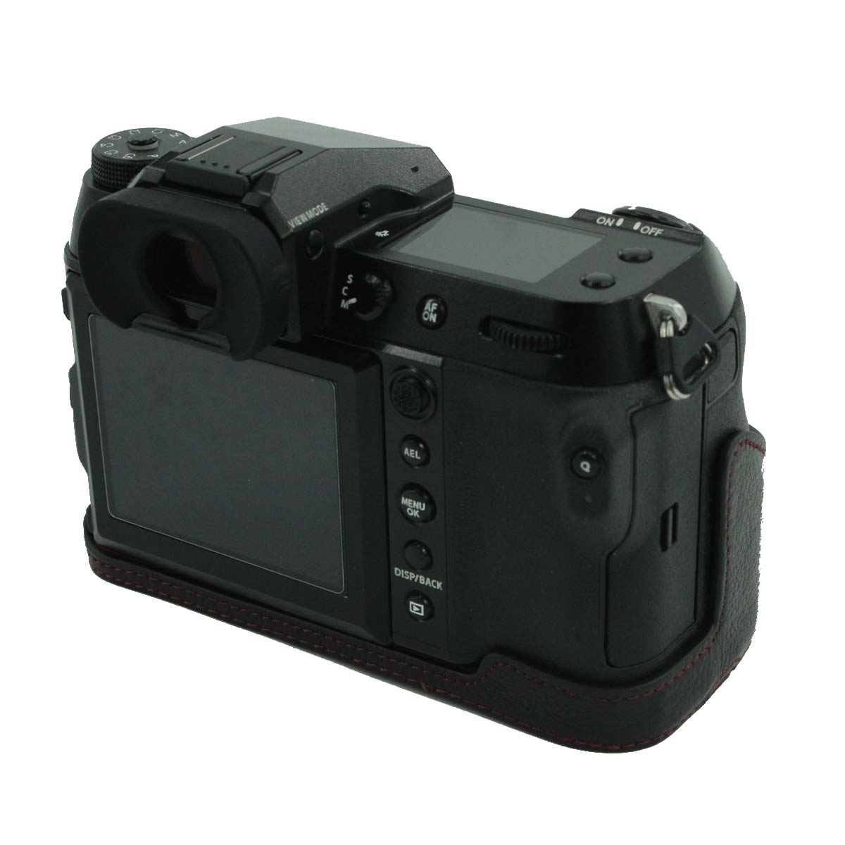 Camera Bottom Case Genuine Leather Protective Half Body Cover with Battery Opening for Fuji GFX 100S - Black