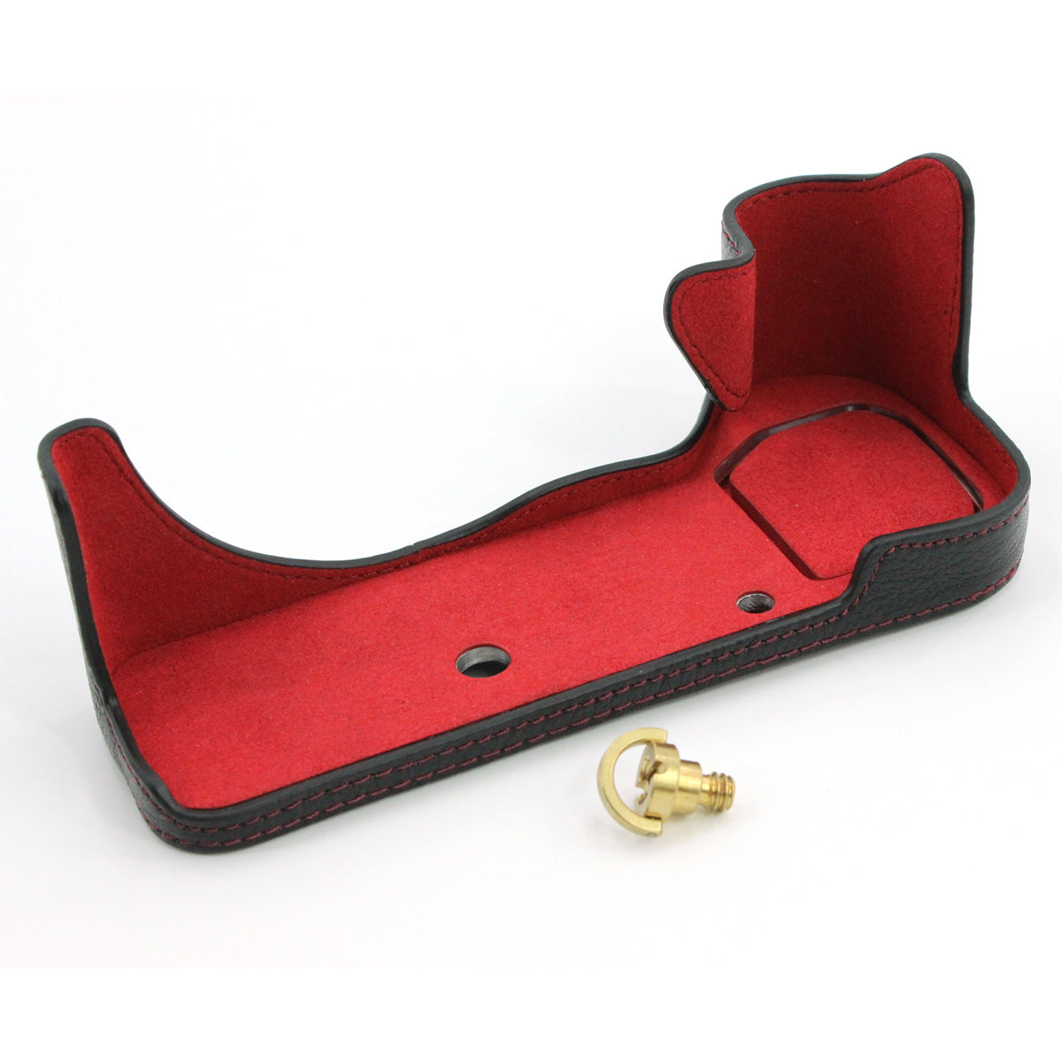 Camera Bottom Case Genuine Leather Protective Half Body Cover with Battery Opening for Fuji GFX 100S - Black