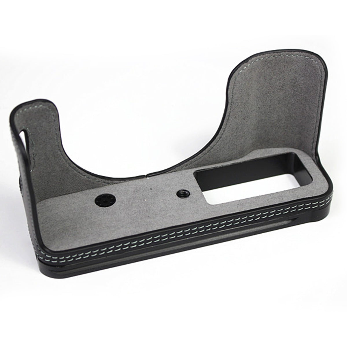 Genuine Leather Camera Half Body Cover Bottom Case Quick Release Plate Set for Fuji X100V - Black