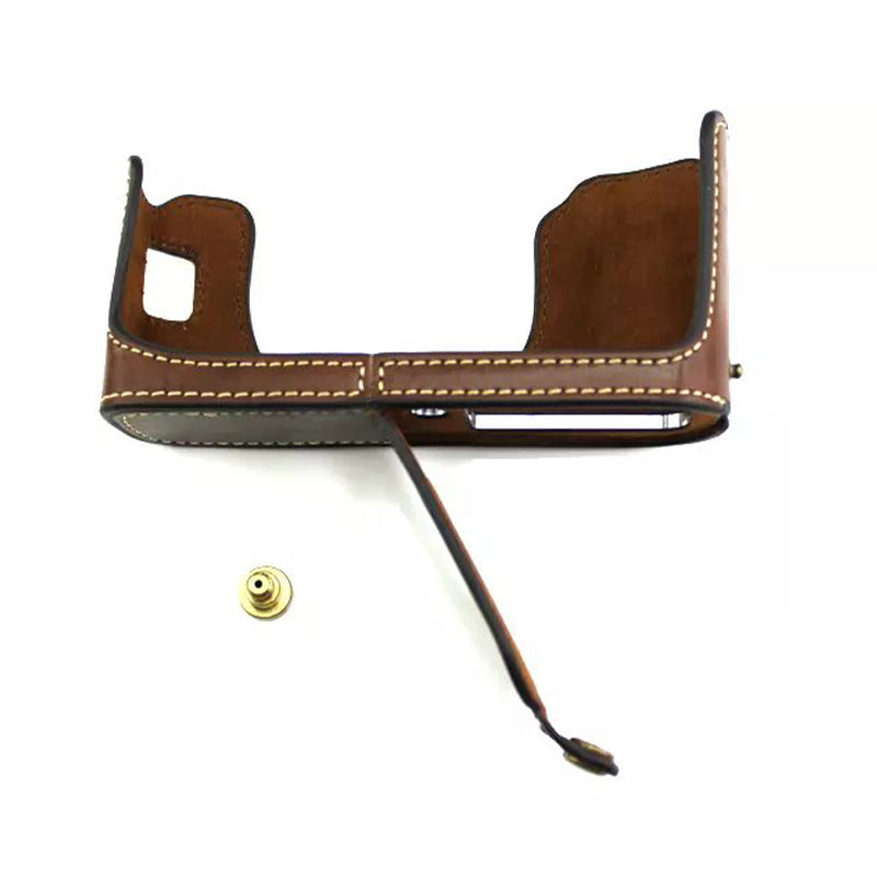 Camera Protection Bottom Case PU Leather Cover Bag with Battery Opening for Fuji X100/X100S/X100T - Coffee