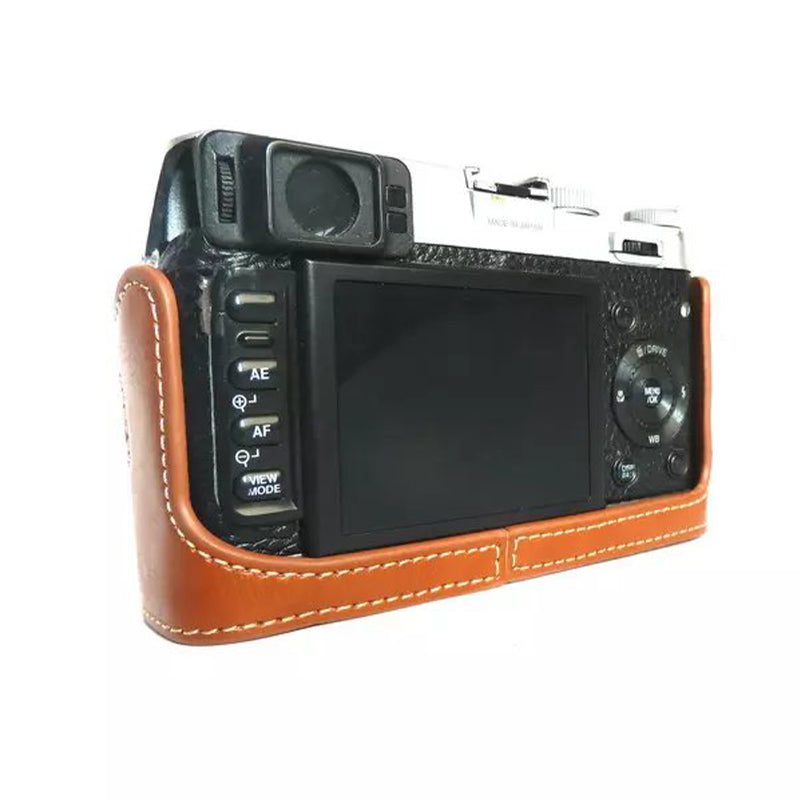 Camera Protection Bottom Case PU Leather Cover Bag with Battery Opening for Fuji X100/X100S/X100T - Coffee