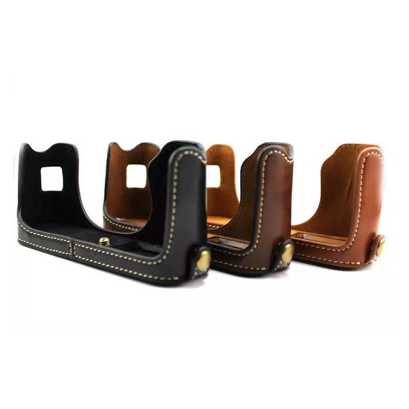 Camera Protection Bottom Case PU Leather Cover Bag with Battery Opening for Fuji X100/X100S/X100T - Coffee