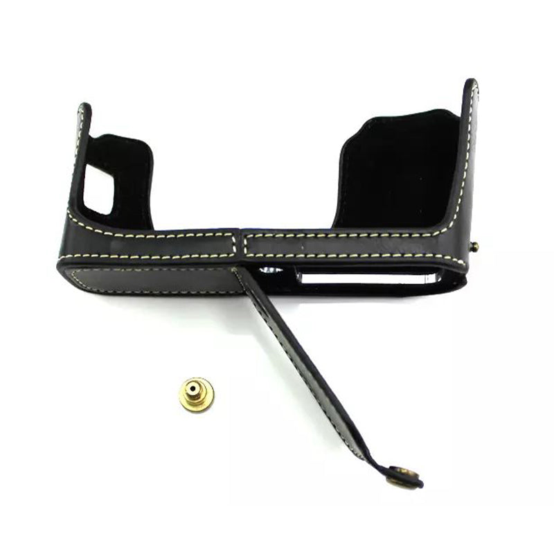 Camera Protection Bottom Case PU Leather Cover Bag with Battery Opening for Fuji X100/X100S/X100T - Black