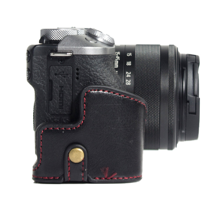 PU Leather Camera Protection Bottom Case Cover with Battery Opening for Canon EOS M6 Mark II - Black